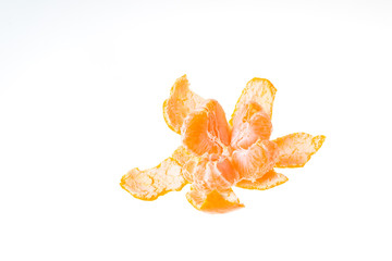 Naklejka na ściany i meble Fresh juicy tangerines in bright white - vitamin diet.