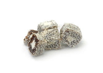 Turkish delight isolated on white.Ratluk.