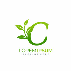 Letter C Green Plant Leaf Logo Vector