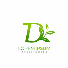 Letter D Green Plant Leaf Logo Vector
