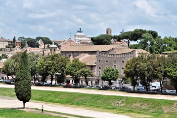 Fototapeta na wymiar Rome old Italian town medieval buildings urban panorama medieval cityscape