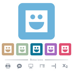 Smiley flat icons on color rounded square backgrounds