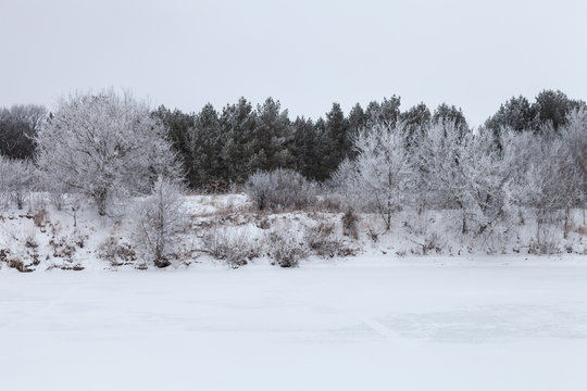 Beautiful winter landscape in russian province