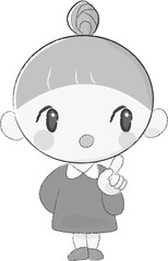 女の子　女性　人差し指　ポイント　紹介　案内　解説　閃き　可愛い　お団子　レッスン　説明