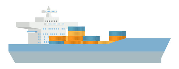 Cargo container ship concept icon illustration in flat modern style