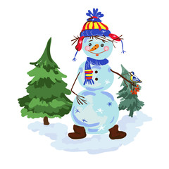 cheerful snowman