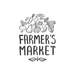 Farmer's market - handdrawn lettering isolated elements. Unique design for banners, signboards, packaging and invitations and web designs.