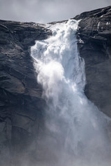 Husedalen waterfall Sotefossen up close wild and impressive Norway