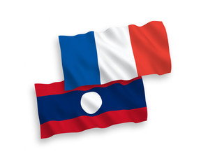 Flags of France and Laos on a white background