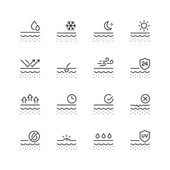 Skin related icons: thin vector icon set, black and white kit