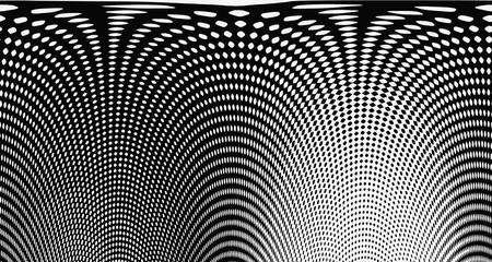 Halftone wave background. Curved gradient texture or pattern. Vertical gradient dots. Pop art texture. Vector illustration.