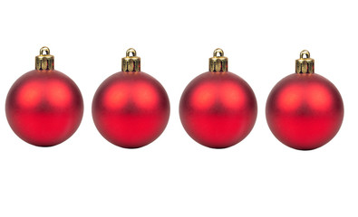 Four red Christmas balls