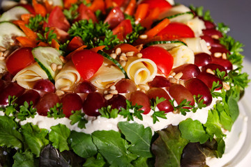 vegetarian sandwich cake with lots of filling and topping