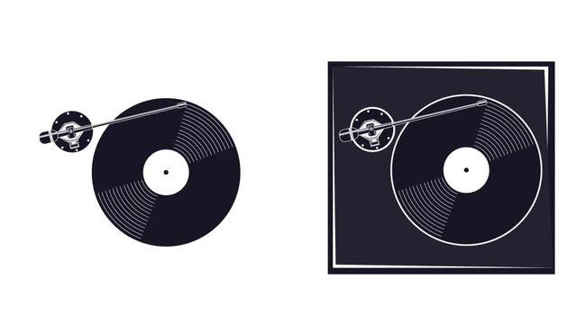An animation of a gramophone. Record player, video with alpha channel enabled. Cartoon