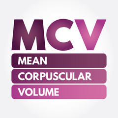 MCV - Mean Corpuscular Volume acronym, medical concept background