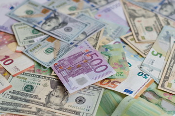 Background with money - usa dollars, canadian dollars, euros