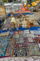 Tbilisi, Republic of Georgia, Tbilisi Flea Market or Dry Bridge Bazaar, October 21, 2019 - obrazy, fototapety, plakaty