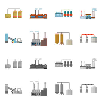 Vector design of factory and industry symbol. Set of factory and construction stock vector illustration.
