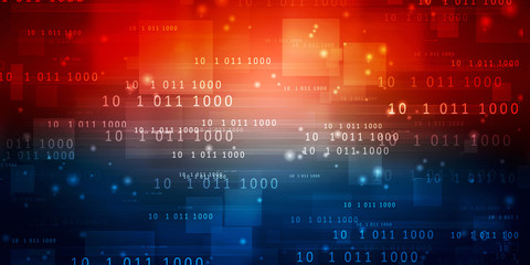 2d illustration abstract digital binary data on computer screen