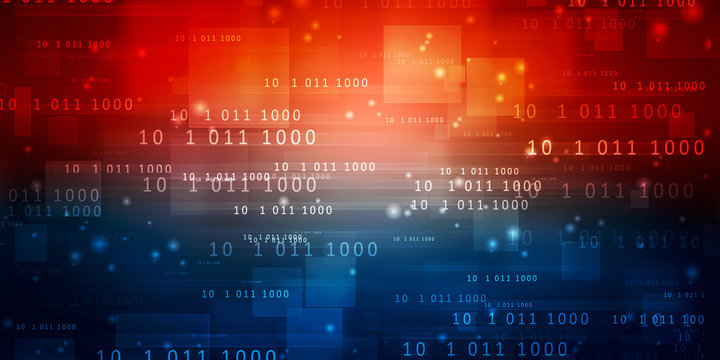 2d illustration abstract digital binary data on computer screen