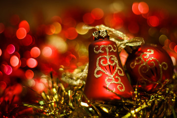 New Year and Christmas holiday decorations for the Christmas tree red and gold colors