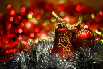 New Year and Christmas holiday decorations for the Christmas tree red and gold colors