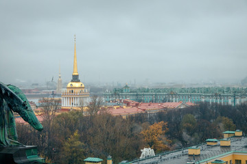 St. Petersburg autumn, cloudy day, view from the roof of the Admiralty