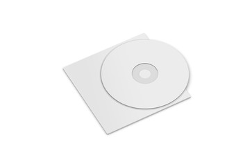 Blank white compact disk with cover, mock up template on isolated white background, 3d illustration