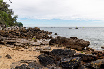 noirmoutier sand wild beach rocks and atlantic ocean west France