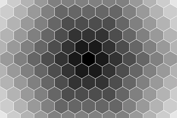 Honeycomb Grid tile seamless background or Hexagonal cell texture. in color black or dark with gradient from center or middle.