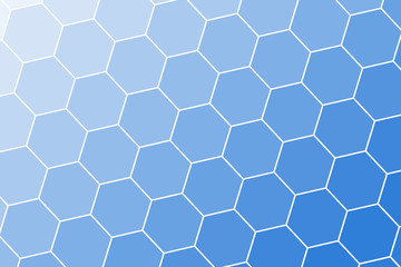 Honeycomb Grid tile seamless background or Hexagonal cell texture. in color Blue with gradient.