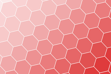 Honeycomb Grid tile seamless background or Hexagonal cell texture. in color coral reef with gradient.