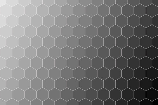 Honeycomb Grid tile seamless background or Hexagonal cell texture. in color black or dark with gradient.