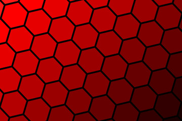 Honeycomb Grid tile seamless background or Hexagonal cell texture. in color red and black border with gradient.