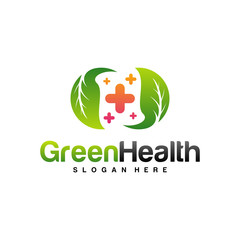 Nature Health Logo Design Concept Vector. Health with Leaf Logo Template. Icon Symbol. Illustration