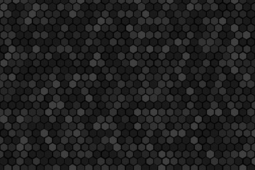 Honeycomb Grid tile random background or Hexagonal cell texture. in color black or dark or gray or grey with difference border space.