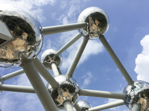 Atomium detail attraction in Brussels Belgium