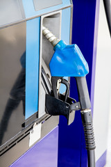 detail of petrol pump, blue color