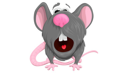 Cheerful rat in vector design on a white background. Cartoon illustration of the symbol of 2020.