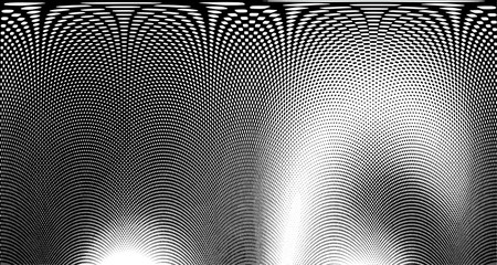 Halftone wave psychedelic background. Curved gradient texture or pattern. Vertical gradient dots. Pop art texture. Vector illustration.