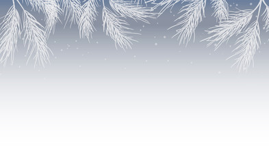 Obraz premium hand drawn white and gray colored spruce winter border for seasonal decoration banners, cards, invitations and other Christmas and happy new year cards