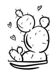 The icon is drawn by hand. Sketch. Cactus in a pot. House plant