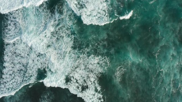 Turquoise ocean waves aerial background view