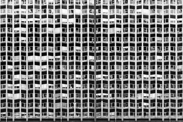Modern building facade in Paris France. Minimal black and white architecture photography.