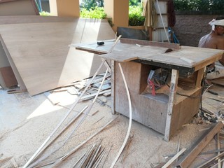 Wood residue from furniture making