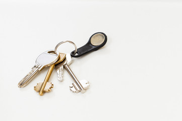 a bunch of keys on white background space for text