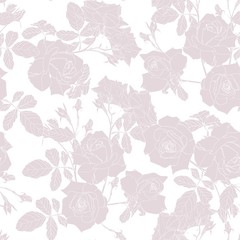 Elegant seamless pattern with hand drawn line Roses flowers. Floral pattern for, greeting cards, scrapbooking, print, gift wrap, manufacturing. 