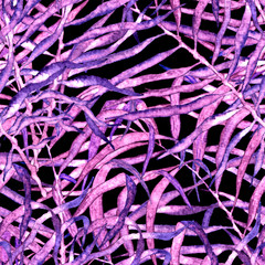 Tropical seamless pattern. Watercolor messy palm l