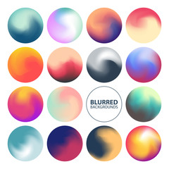 Blurred circle backgrounds set with modern abstract color gradient patterns. Colourful gradient orbs collection for your design. Vector illustration. - obrazy, fototapety, plakaty