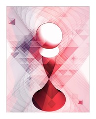 Computer generated 3D fractal illustration.Geometric figure on abstract background in red tones.